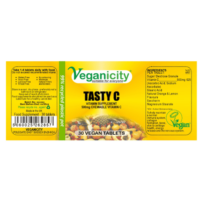 Vegan Tasty C 500mg - Chewable Vitamin C Tablets Ingredients