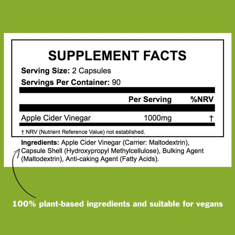 Vegan Apple Cider Vinegar Capsules Ingredients