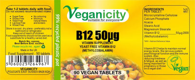 Vegan Vitamin B12 50mcg Supplement