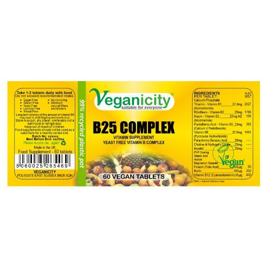Vegan B25 complex supplement ingredients