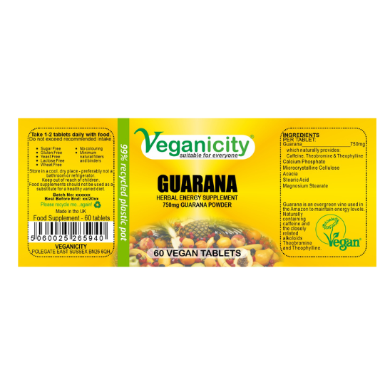 Vegan Guarana Supplement Ingredients